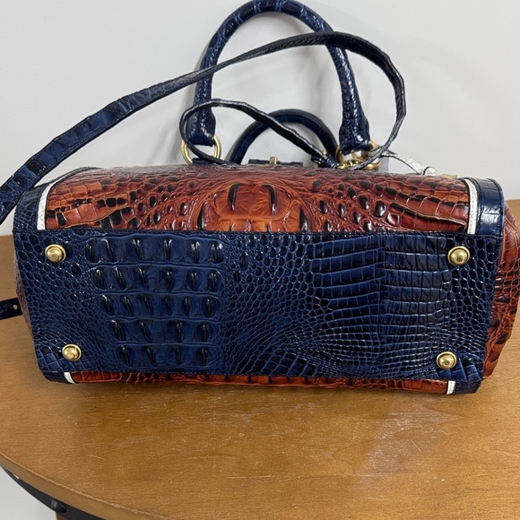 Brahmin Brown and Blue Satchel Bag with Wallet - Picture 8 of 14